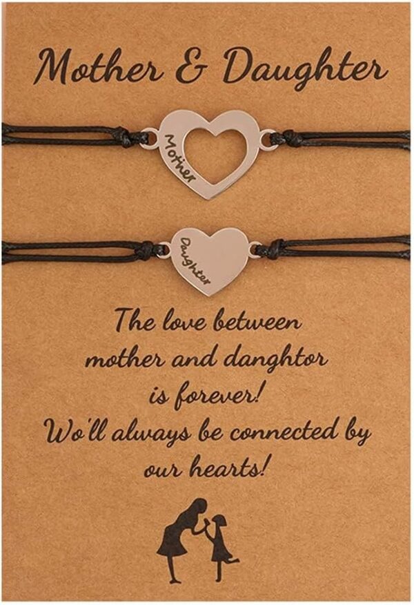 Matching Mother Daughter Heart Bracelets Set Gift