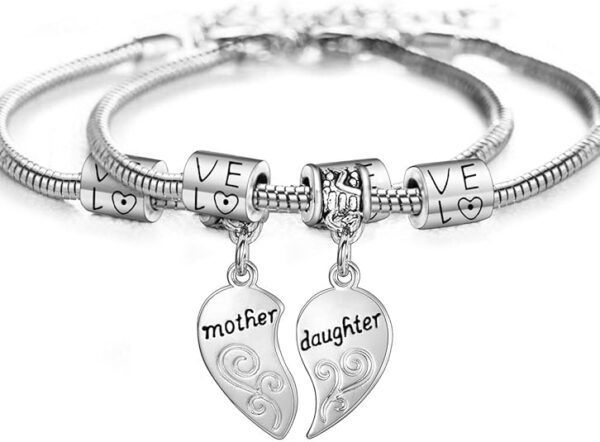 YEEQIN Matching Heart Bracelets Set for Mom and Daughter