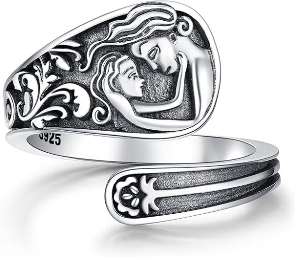 925 Sterling Silver Spoon Ring for Mother-Daughter Gifts