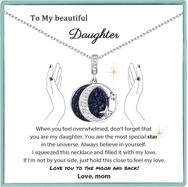 Sereney Silver Moon Star Necklace for Daughters