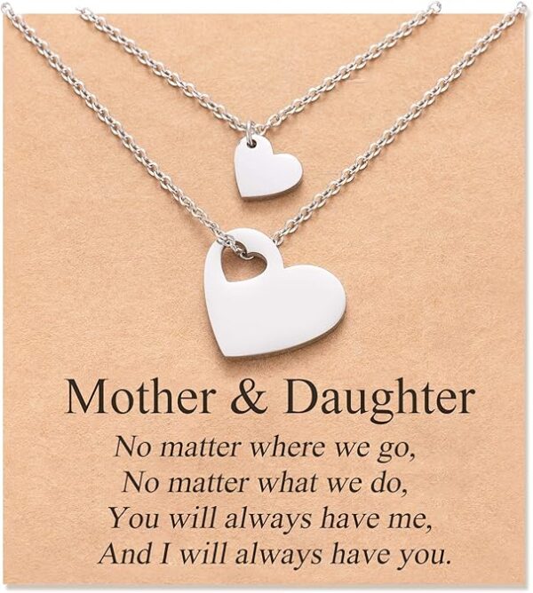 Manven Heart Necklace Set for Mom and Daughter